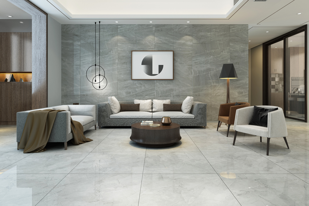 大理石瓷砖布莱特灰IPGS90048客厅空间效果图1