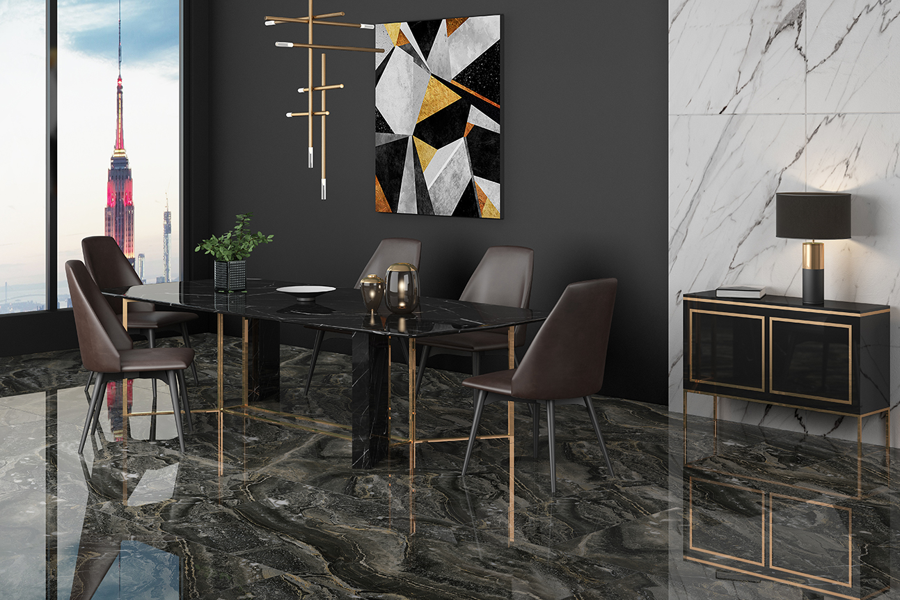 大理石瓷砖挪威森林IPGS90062餐厅空间效果图