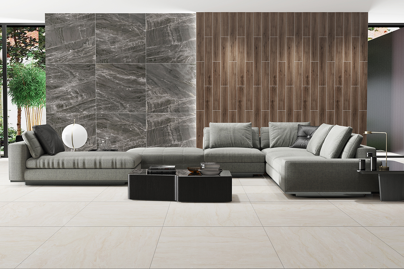 大理石瓷砖安塔娜米白IPGS90070客厅空间效果图