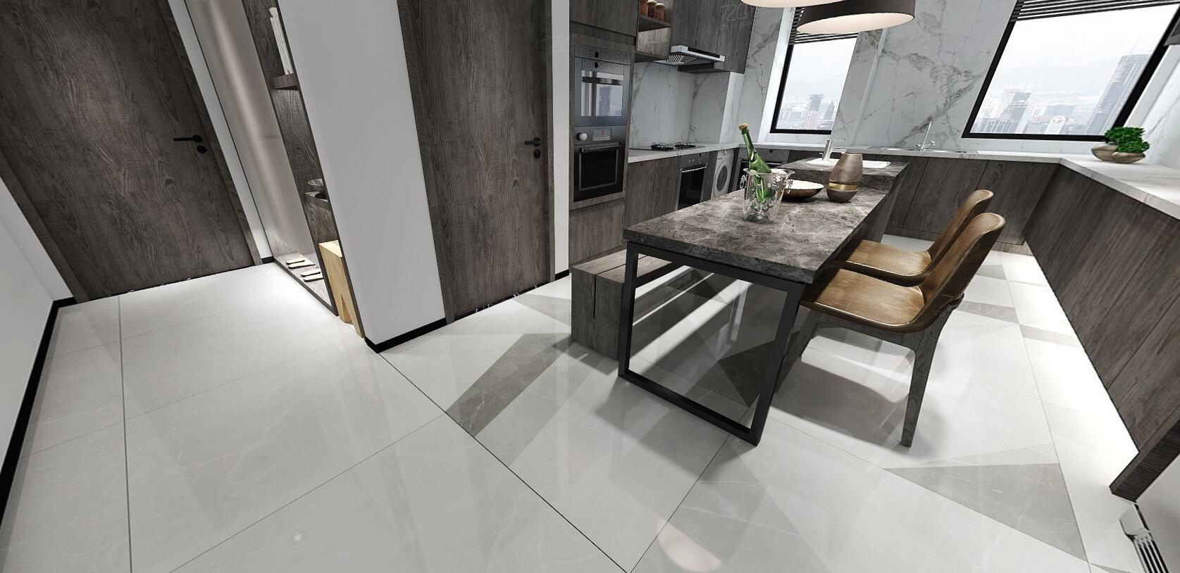 大理石瓷砖阿玛尼-浅灰IPGS90046餐厅空间效果图3